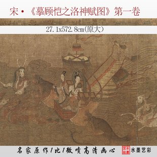宋佚名 暮顾恺之洛神赋图 第一卷微喷临摹古画画稿复制原大画心