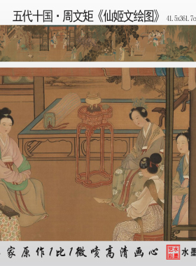 周文矩仙姬文绘图高清微喷画心