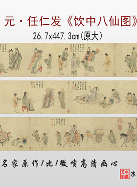 任仁发饮中八仙图长卷复制画心