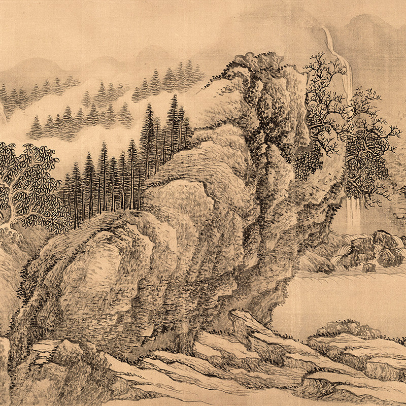 清 王翚 溪山行旅图卷 高清微喷明清国画山水长卷临摹学习画稿