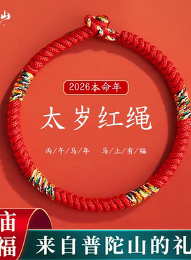 普陀山2026丙午马年生肖本命年手工化金刚结男太岁红绳手绳百解女