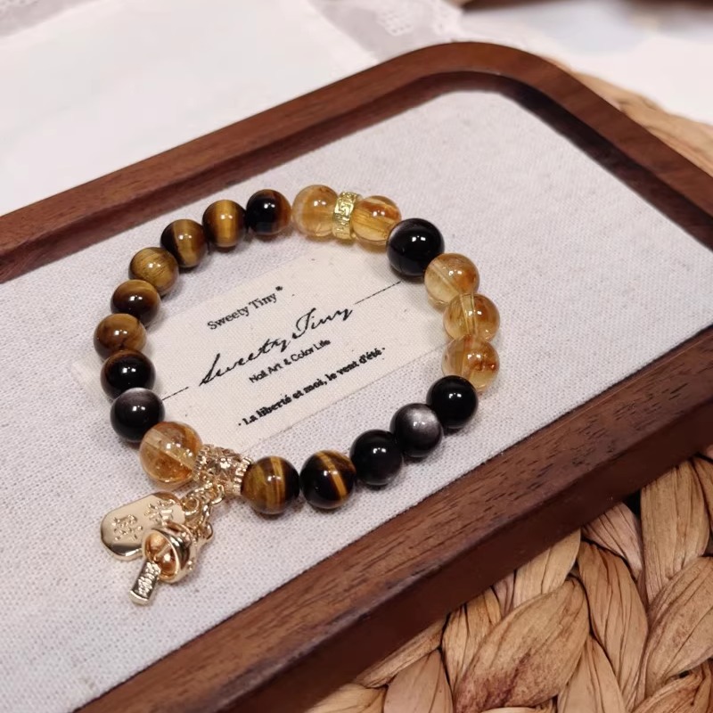熊熊熊酱「金粒」原创设计天然水晶黄塔晶虎眼石女手串手链礼物