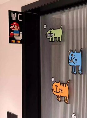 ins风搞怪小猫卡通插画玻璃贴纸家居可爱卫生间玻璃门装饰静电贴