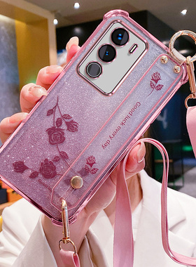 艾欧芭适用realmeV70手机壳真我V70s保护硅胶套RMX3946镜头膜全包v70防摔3948软realme腕带oppo斜挎可背挂绳