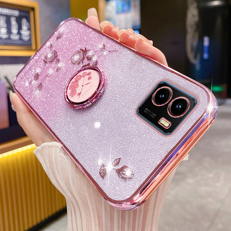 vivoiqoou5x手机壳玫瑰花支架