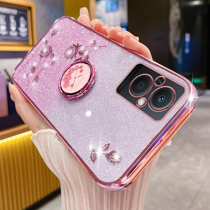 oppoA96手机壳玫瑰花支架