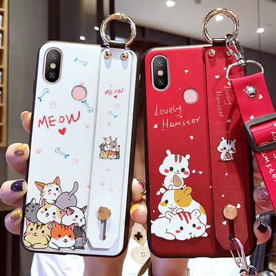红米note5手机壳女款5a卡通挂绳