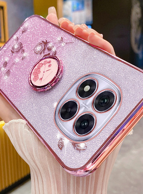 适用红米note14pro十手机壳小米redminote14por保护硅胶套5g全包防摔软壳redmi闪粉玫瑰加145g指环支架花水钻