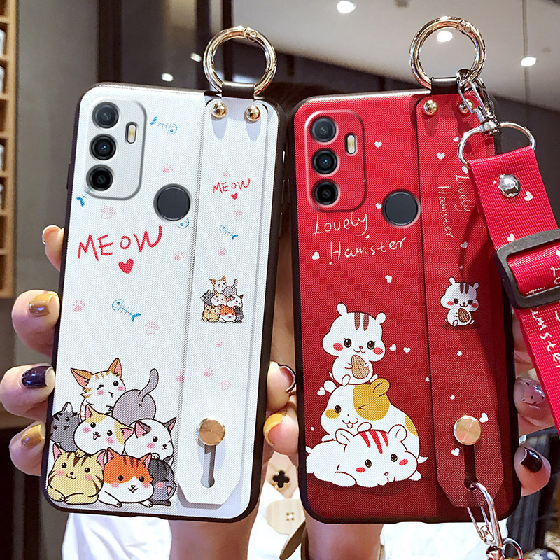 oppoA32手机壳卡通腕带全包壳