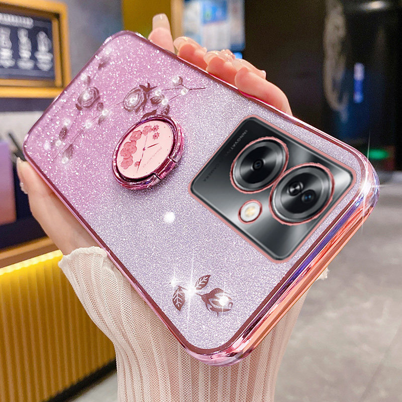 oppoA1s手机壳玫瑰花支架