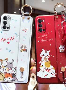 适用于opporeno4pro手机壳oppo reno4镜头全包por保护套5g限量版防摔磨砂个性创意女款网红卡通挂绳女款潮牌