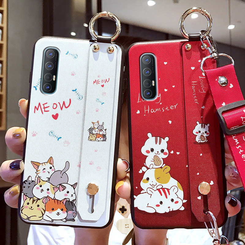 opporeno3手机壳卡通腕带全包壳