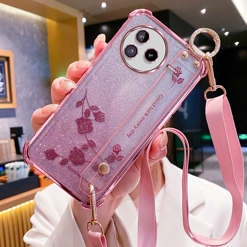 红米K80手机壳玫瑰花挂绳