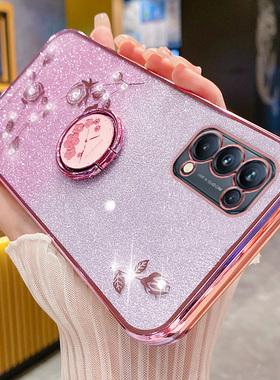 适用于opporeno5pro十手机壳reno5por保护5G硅胶套oppo全包防摔oppreno软壳opopreno加女proplus闪粉玫瑰花钻