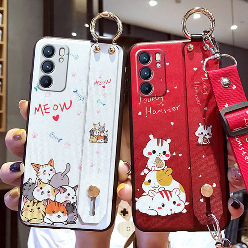 opporeno6手机壳卡通腕带全包壳