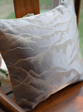 观山靠垫新中式橙色圈椅腰枕古典中国风太师椅红木椅靠背实木定制