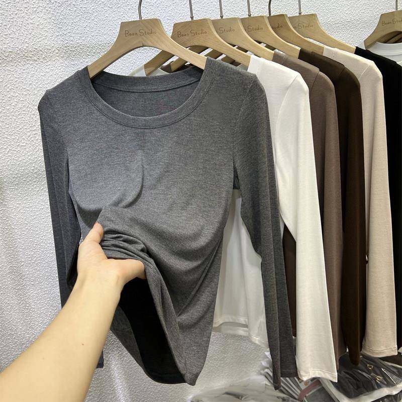 春季2026薄面膜T恤女长袖内搭打底衫纯色百搭修身圆领上衣0116z1,女装/女士精品,T恤,淘宝优惠券,粉丝福利购,淘宝优惠卷