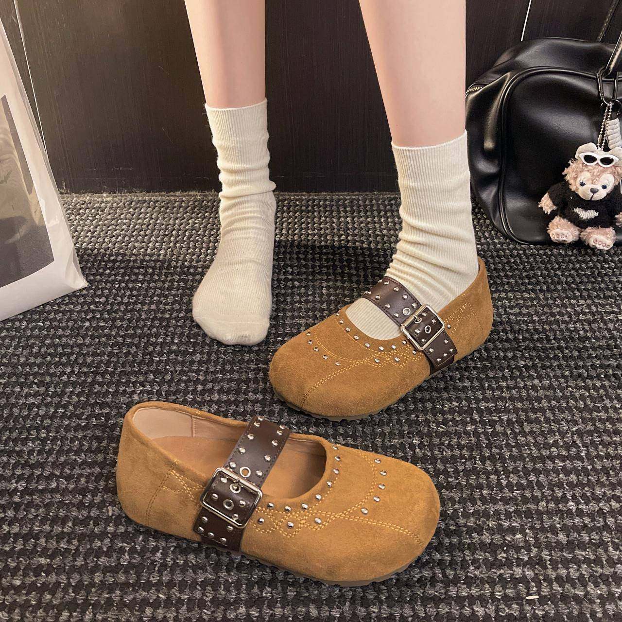 春秋铆钉勃肯鞋女2026新款一字带圆头平底舒适博肯浅口单0121z,女鞋,勃肯鞋/软木鞋,淘宝优惠券,粉丝福利购,淘宝优惠卷