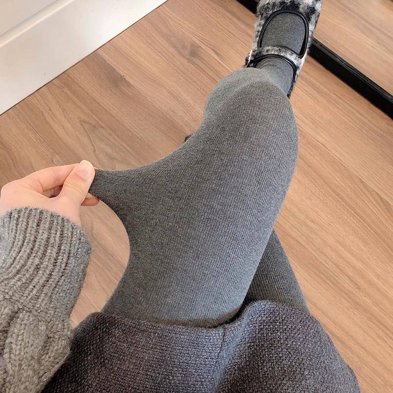 秋冬绒加厚烟灰色连裤袜温暖的深灰色打底裤垂直条纹棕1024r
