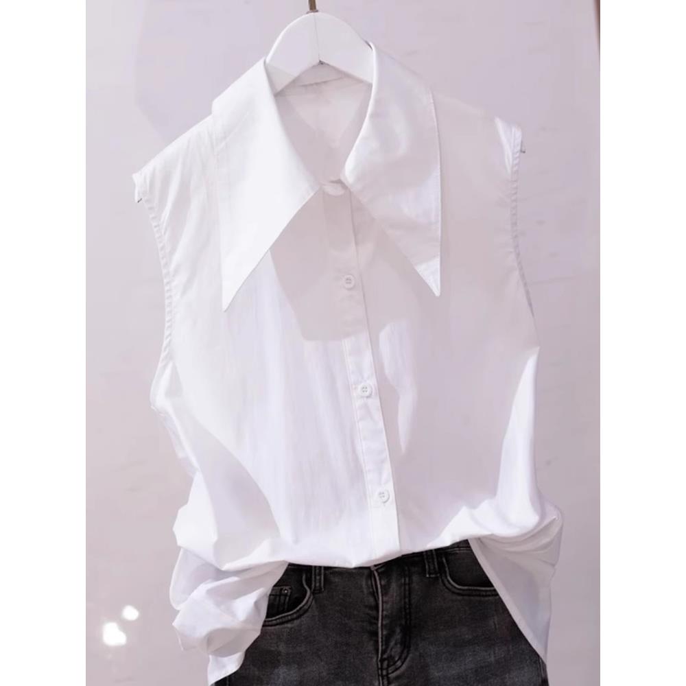 卫衣叠穿打底下摆女遮屁帘冬中长款白色无袖衬衫内搭背心1127w