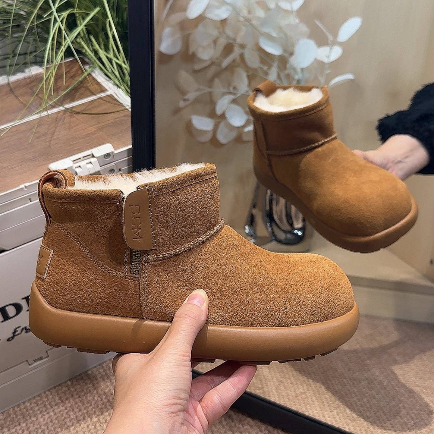 厚底勃肯靴女冬季百搭美拉德小土豆短靴加绒保暖东北鞋1205w