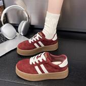 小白鞋 红色德训鞋 2026季 女春季 新款 轻便软底休闲厚底运0203k