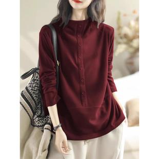 卫衣秋冬内搭t恤小衫 长袖 外穿早秋上衣1219u1 女2025新款 打底衫
