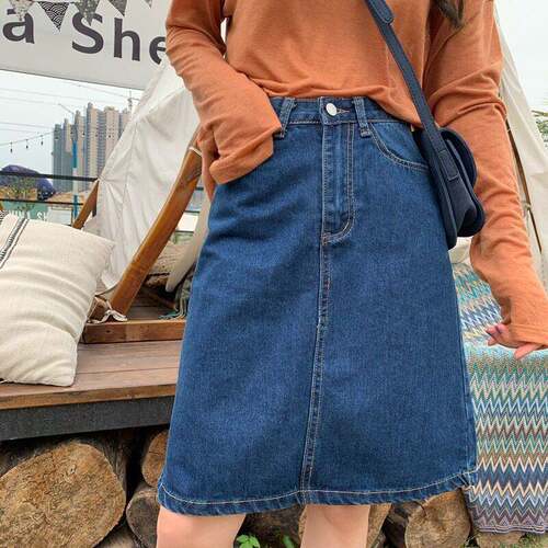 加码女装新款韩式牛仔短裙高腰显瘦Loo字裙胖mm休闲紧身牛仔0210e