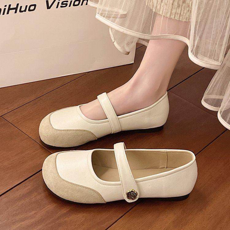 春秋鞋女法式平底圆头包鞋一字带浅口绒面棕色小皮鞋0125z,女鞋,勃肯鞋/软木鞋,淘宝优惠券,粉丝福利购,淘宝优惠卷