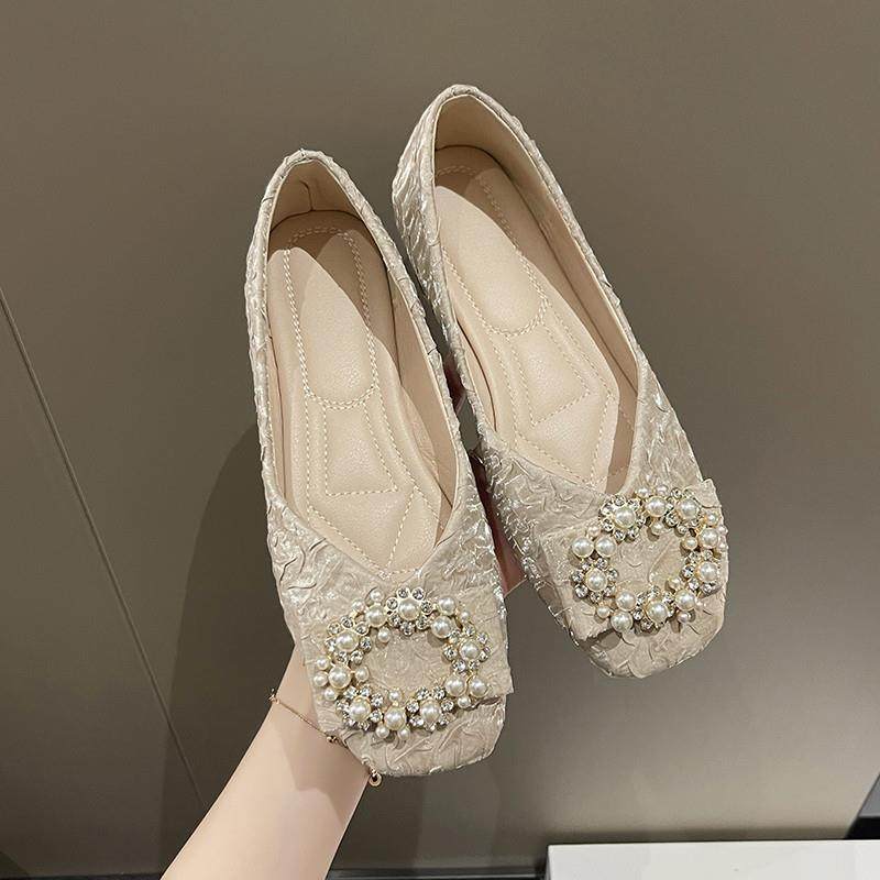 春秋浅口单鞋女2026年新款韩版水钻珍珠平底豆豆鞋软底女鞋0125z,女鞋,勃肯鞋/软木鞋,淘宝优惠券,粉丝福利购,淘宝优惠卷