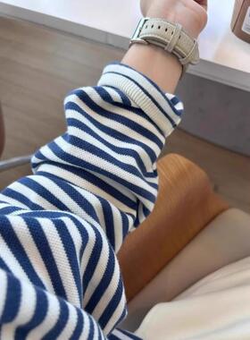 条纹大尺码慵懒风卫衣女2026春秋宽松遮肉胖mm长袖上衣韩版0118w