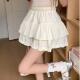 木耳边防走光蓬蓬短裙女春季 白色高腰显廋小个子蛋糕A字半0206r