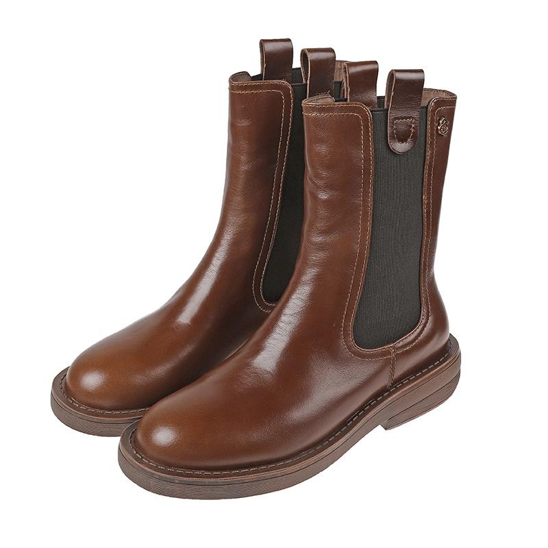 2025秋冬新款女鞋平底中筒靴马丁靴百搭切尔西短靴1113r