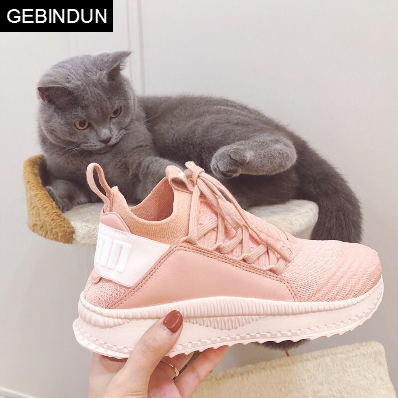 gebindu粉色跑步鞋女舒适轻便网面透气运动鞋韩版软妹街拍宿百