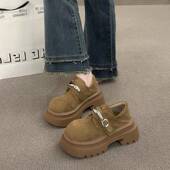 新款 皮质7cm厚底乐福鞋 女2026春季 增高复古百搭松糕英伦风小0128r