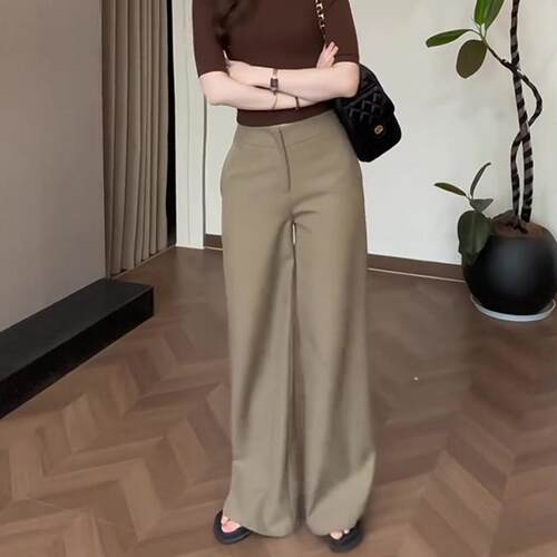 裤子女夏今年流行卡其色西装裤女2026新款高腰垂感显瘦百搭0505z