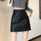 黑色小皮裙半身裙女春季 新款 高腰显瘦短裙防走光a字包0206r