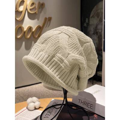 帽子女款2026新款毛线帽卷边针织包头冷帽女士薄款堆堆帽显0104r