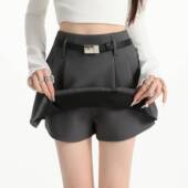 灰色西装 百褶半身裙女春2026新款 高腰显瘦防走光a字包臀短0206r