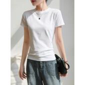 内搭半袖 春款 0207z 2026新款 圆领打底衫 白色正肩短袖 t恤女修身