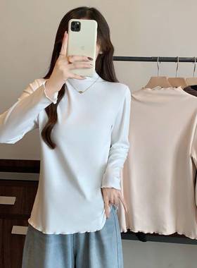 大码胖mm春春季新款打底衫长袖内搭t恤女装百搭时尚显瘦上衣0110w
