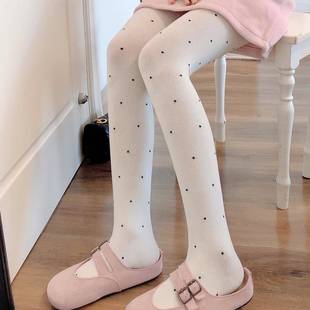 秋冬加绒奶白色连裤 袜1013z 袜女波点白丝袜加厚保暖烟灰色打底裤