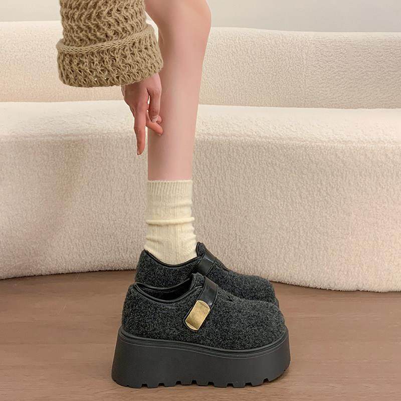 春秋厚底加绒毛呢勃肯鞋女2026新款松糕底增高小个子毛毛鞋0113z,女鞋,勃肯鞋/软木鞋,淘宝优惠券,粉丝福利购,淘宝优惠卷