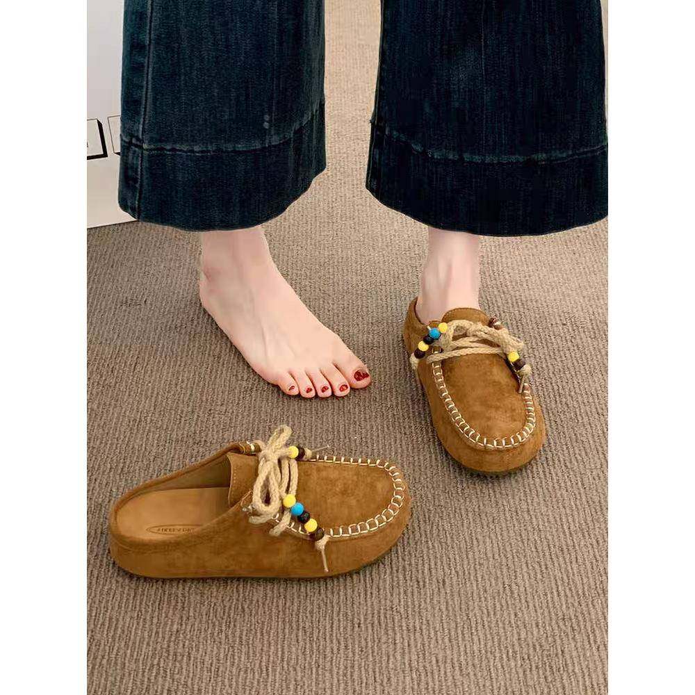 女春单勃肯鞋包头半拖鞋2026新款秋夏季软底豆豆鞋配裙子懒0123k,女鞋,勃肯鞋/软木鞋,淘宝优惠券,粉丝福利购,淘宝优惠卷