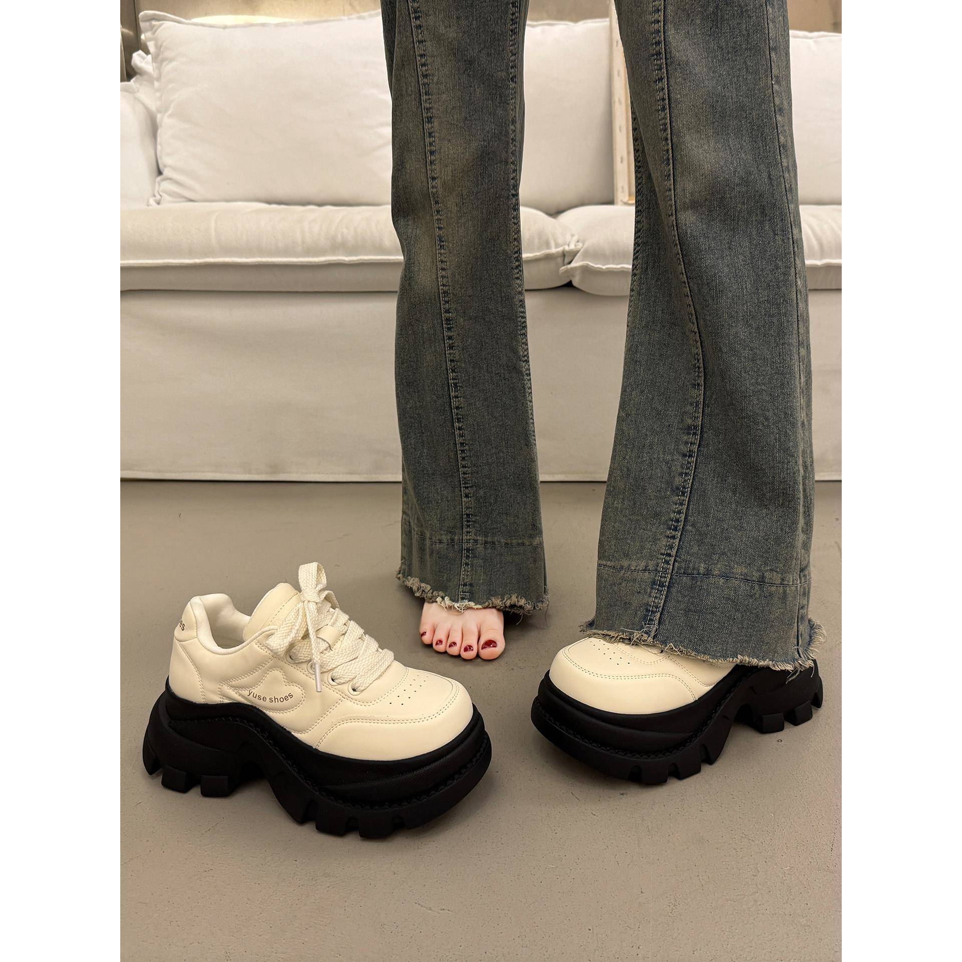 松糕厚底老爹鞋女增高显脚小2025火新款冬运动休闲小白鞋1116w