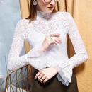 保暖1227e 蕾丝喇叭袖 秋冬打底衫 2026镂空洋气花边高领内搭修身