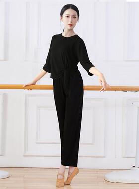 舞蹈练功服套装女形体宽松阔腿裤黑色上衣舞蹈裤古典舞服装0412d