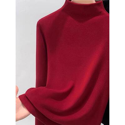 双面绒半高领打底衫女2026新款秋冬内搭加厚长袖T恤上衣高档1009z
