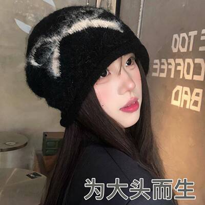 秋冬韩系冷帽女蝴蝶结堆堆针织帽子秋季包头显脸小高级感大0120r
