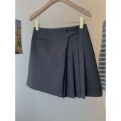 灰色高腰a字一片式 不规则百褶半身短裙女春秋2026新款 小个子0128r